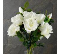 Leaf Pack Of 6 X 80Cm Artificial White Rose Stem - 18 Flowers