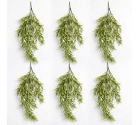 Leaf Pack Of 6 X 80Cm Italian Ruscus Hanging Plant With Realistic Foliage - Light Green