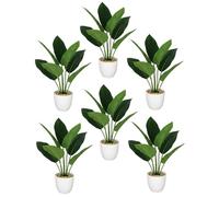 Leaf Pack of 6 x Realistic Artificial Potted Foliage Plants