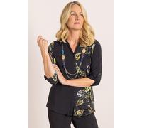 Leaf Patchwork Print Blouse Anna Rose Black S