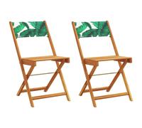 (leaf pattern, 2 pcs) vidaXL Bistro Chairs Outdoor Chair Dining Chair Solid Wood Acacia and Fabric
