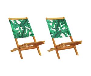 (leaf pattern, 2 pcs) vidaXL Folding Garden Chairs 6 pcs Chairs Cream White Fabric and Solid Wood