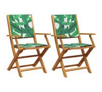 (leaf pattern, 2 pcs) vidaXL Garden Chairs Outdoor Chair Dining Chair Solid Wood Acacia and Fabric