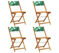(leaf pattern, 4 pcs) vidaXL Bistro Chairs Outdoor Chair Dining Chair Solid Wood Acacia and Fabric