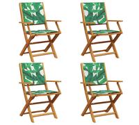 (leaf pattern, 4 pcs) vidaXL Garden Chairs Outdoor Chair Dining Chair Solid Wood Acacia and Fabric