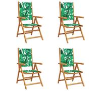 (leaf pattern, 4 pcs) vidaXL Reclining Garden Chairs Outdoor Chairs Armchair Fabric & Solid Wood