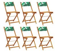 (leaf pattern, 6 pcs) vidaXL Bistro Chairs Outdoor Chair Dining Chair Solid Wood Acacia and Fabric