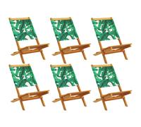 (leaf pattern, 6 pcs) vidaXL Folding Garden Chairs 6 pcs Chairs Cream White Fabric and Solid Wood