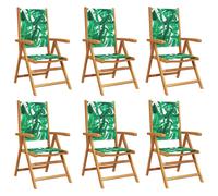 (leaf pattern, 6 pcs) vidaXL Reclining Garden Chairs Outdoor Chairs Armchair Fabric & Solid Wood