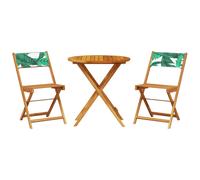 (leaf pattern, 70 x 75 cm) vidaXL Bistro Set 3 Piece Outdoor Bar Set Blue and White Fabric and Solid Wood