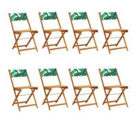 (leaf pattern, 8 pcs) vidaXL Bistro Chairs Outdoor Chair Dining Chair Solid Wood Acacia and Fabric