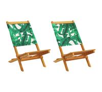 (leaf pattern, 8 pcs) vidaXL Folding Garden Chairs 6 pcs Chairs Cream White Fabric and Solid Wood