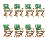 (leaf pattern, 8 pcs) vidaXL Garden Chairs Outdoor Chair Dining Chair Solid Wood Acacia and Fabric