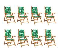 (leaf pattern, 8 pcs) vidaXL Reclining Garden Chairs Outdoor Chairs Armchair Fabric & Solid Wood