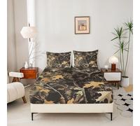 Leaf Pattern Bedding For Kids Boys Girls Botanical Bed Sheets Set 16" Deep Pocket Double Size Tree Branches Fitted Sheet With 2 Pillowcases Bedroom Decor Breathable Soft Microfiber Nature Theme