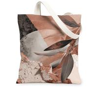 Leaf Pattern Canvas Tote Bags, Eco-Friendly Reusable Grocery Bags, Stylish Modern Lightweight Washable Shoulder Strap, Brown, 13x15 Inch