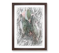 Leaf Pattern in Abstract Framed Print | A2 Walnut Framed Wall Art | Ready to Hang | Abstract Floral Picture | Living Room Bedroom Lounge Office