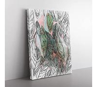 Leaf Pattern In Abstract Modern Canvas Wall Art Print Ready to Hang, Framed Picture for Living Room Bedroom Home Office Décor, 60x40 cm (24x16 Inch)