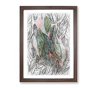 Leaf Pattern In Abstract Modern Framed Wall Art Print, Ready to Hang Picture for Living Room Bedroom Home Office Décor, Walnut A2 (64 x 46 cm)