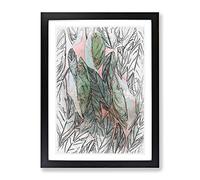 Leaf Pattern In Abstract Modern Framed Wall Art Print, Ready to Hang Picture for Living Room Bedroom Home Office Décor, Black A2 (64 x 46 cm)