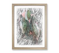 Leaf Pattern In Abstract Modern Framed Wall Art Print, Ready to Hang Picture for Living Room Bedroom Home Office Décor, Oak A4 (34 x 25 cm)