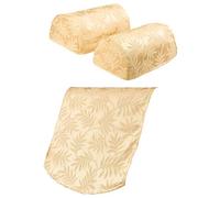 Leaf Pattern Jumbo Round Arm Caps & 2 Chair Backs Furniture Cover Antimacassar Set (Cream)