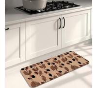 Leaf Pattern Kitchen Mats for Floor, Beige Oak Leaves Vintage Soft Mats, Cushioned Comfort Washable Non Slip Decor Rugs for Kitchen Sinks Laundryroom Bathroom 16x47 Inch
