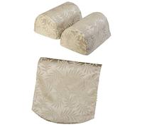 Leaf Pattern Standard Round Arm Caps & 1 Chair Back Furniture Cover Antimacassar Set (Taupe)