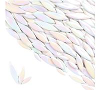 Leaf Petal Ceramic Mosaic Tiles for Crafts, 500g Irregular Mosaic Pieces, Petal Mosaic Tiles DIY Mosaic Making Stones for Craft Hobby Arts Wall Decoration (Iridescent White)