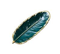 Leaf Plate Realistic Feather Tray Table Decoration Ceramic Jewelry Ring Trinket Dish Holder Decorative Serg Tray for Fruit Snack Dessert Jewelry