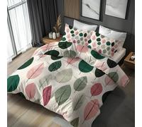 Leaf Print Bedding Single Duvet Cover Sets, Modern Art Leaves Quilt Cover 2 Piece, Leaf Print Room Decor Bedding Set&Gift Super Soft Microfibre With 1 Pillowcase, No Comforter, LS4124