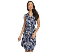 Leaf Print Belted Shift Dress Roman Navy 20