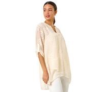 Leaf Print Burnout Wrap Tunic Top Roman Ivory 12