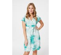 Leaf Print Cap Sleeve Skater Dress Izabel London Green 12