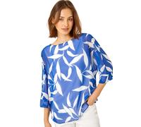 Leaf Print Chiffon Overlay Top Roman Blue 10