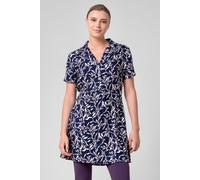 Leaf Print Dress With Collar Enorsia Navy 16
