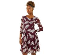 Leaf Print Lace Stretch Dress Roman Wine 10