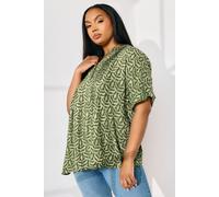 Leaf Print Pintuck Top Yours Green 18