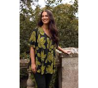 Leaf Print Pleat Swing Top Evans Black 22-24