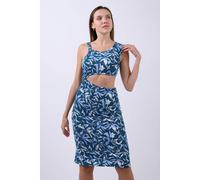 Leaf Printed Viscose Cut-Out Jersey Midi Dress Enorsia Blue 8