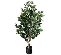 Leaf Realistic Artificial Tree with Planter, Wood, Dark Bushy Ficus, 100cm