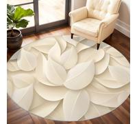 Leaf Round Rug 90cm, Abstract Leaf Round Rug, Small Washable Circle Rugs for Kids Room Game Room Coffee Table Home Decor