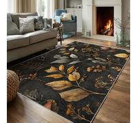 Leaf Rugs for Bedroom 120 x 120, Home Living Room Decor, Vintage Botanical Pattern Soft Washable Area Rug, Non Slip Square Carpet DS161
