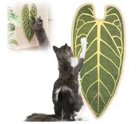 Leaf Shape Cat Scratcher Mat, Natural Sisal Cat Scratching Pad for Wall, Floor & Sofa, Furniture Protector Board with No-Marking Sticky Tape for Indoor Felines, Botanical Style(Style 02)