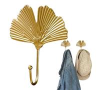 Leaf Shape Coat Hanger: wall mounted leaf hook, decorative gold metal piece, shelf with iron shaped bracket, storage accent in the entrance of the