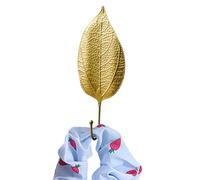 Leaf Shape Coat Hanger: wall mounted leaf hook, decorative gold metal piece, shelf with iron shaped bracket, storage accent in the entrance of the