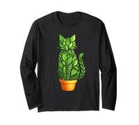 Leaf Shaped Dog Topiary Green Plant Pot Artwork Long Sleeve T-Shirt