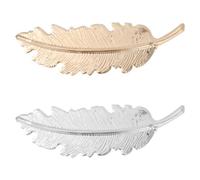 Leaf Shaped Hair Clip Pins 2pcs Sturdy Alloy Golden Silver