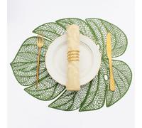 Leaf Shaped Place Mats for Table - Durable and Stylish Table Mats for Dining Room Decor - PVC Washable Heat Resistant Placemats for Dinner Gathering Party Decor (Green,4pcs)
