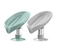 Leaf Shaped Soap Dishes, 2PCS Soap Dishes, Hand Soap Holder Soap Dish with Drainage for Shower Kitchen Bathroom and Counter Top(Light Blue & Gray)